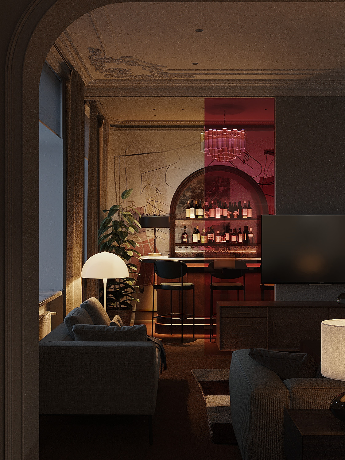 Яркая квартира с баром