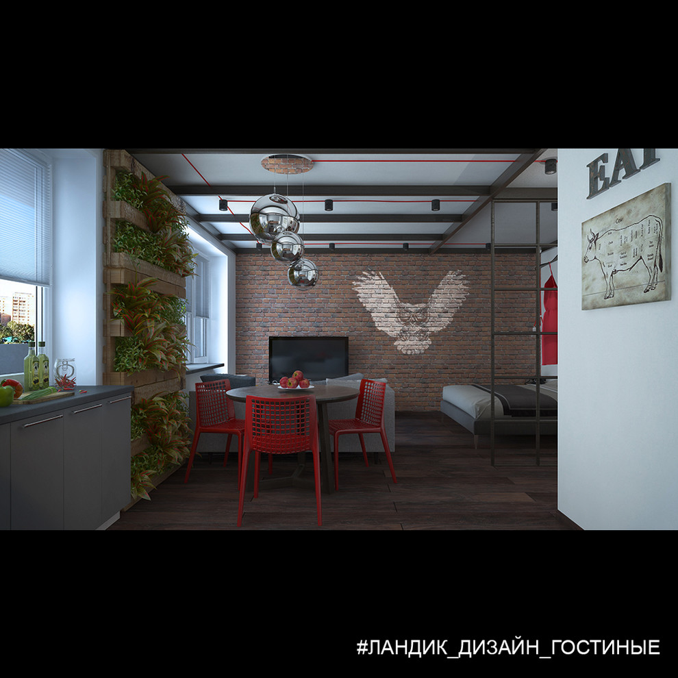 Стилизация лофта в небольшой студии