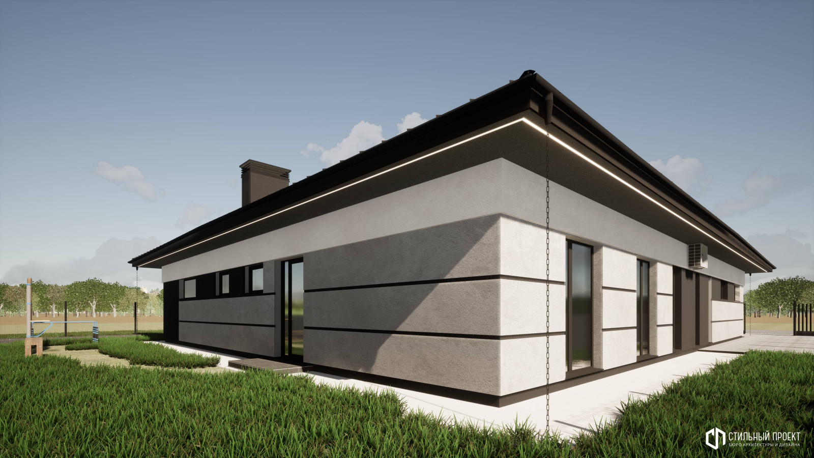 Одноэтажный дом с гаражом