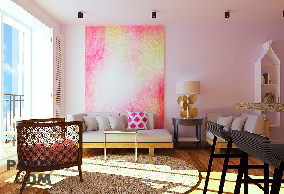 Светлая и разноцветная квартира для молодой девушки.