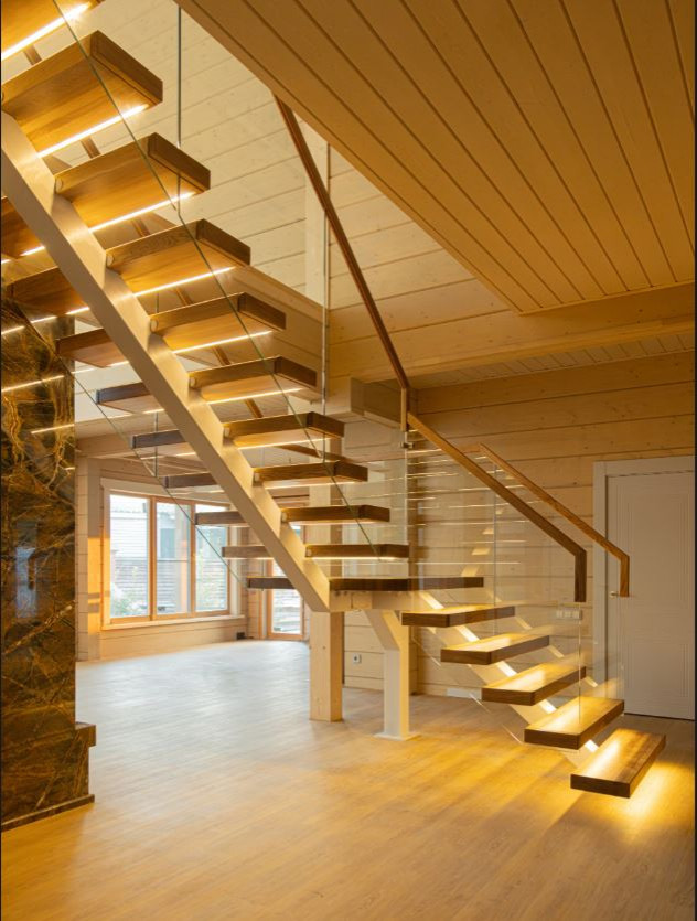 Лестница на монокосоуре со скрытой поддержкой ступеней
