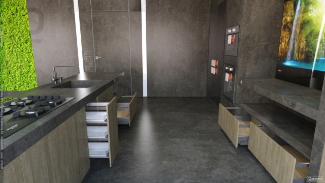 Современная кухня в загородном доме