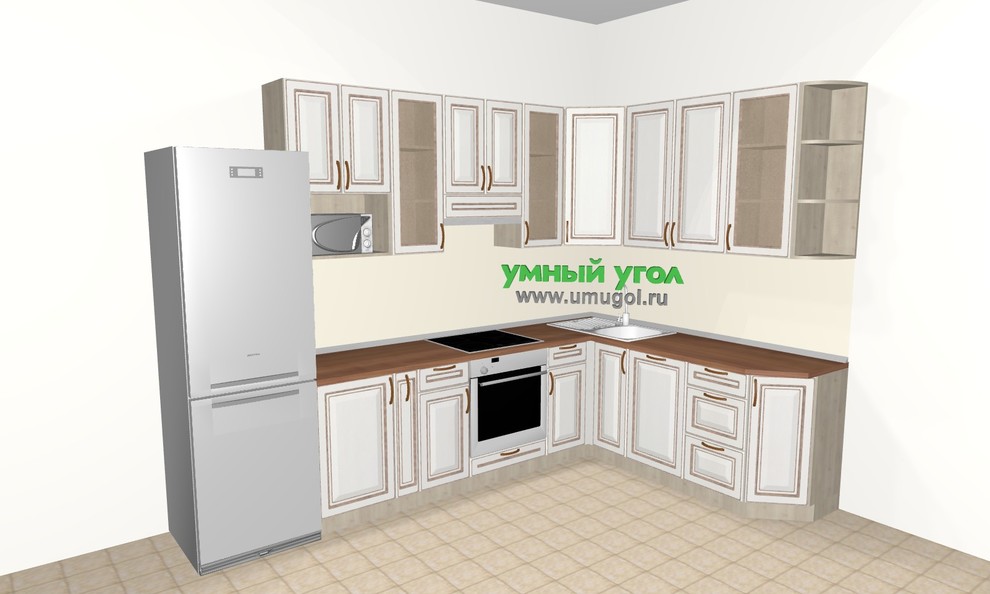 Кухня в трёхкомнатную квартиру для семьи с детьми