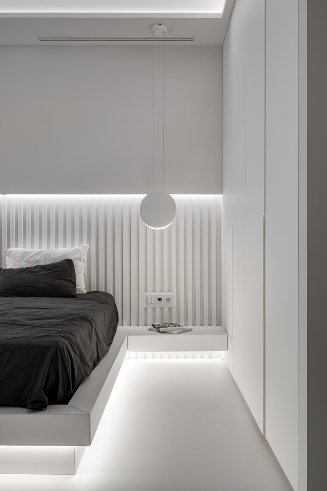 Stylish monochromatic white penthouse