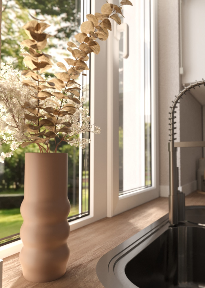 3D-визуализация кухни / обеденной зоны.3