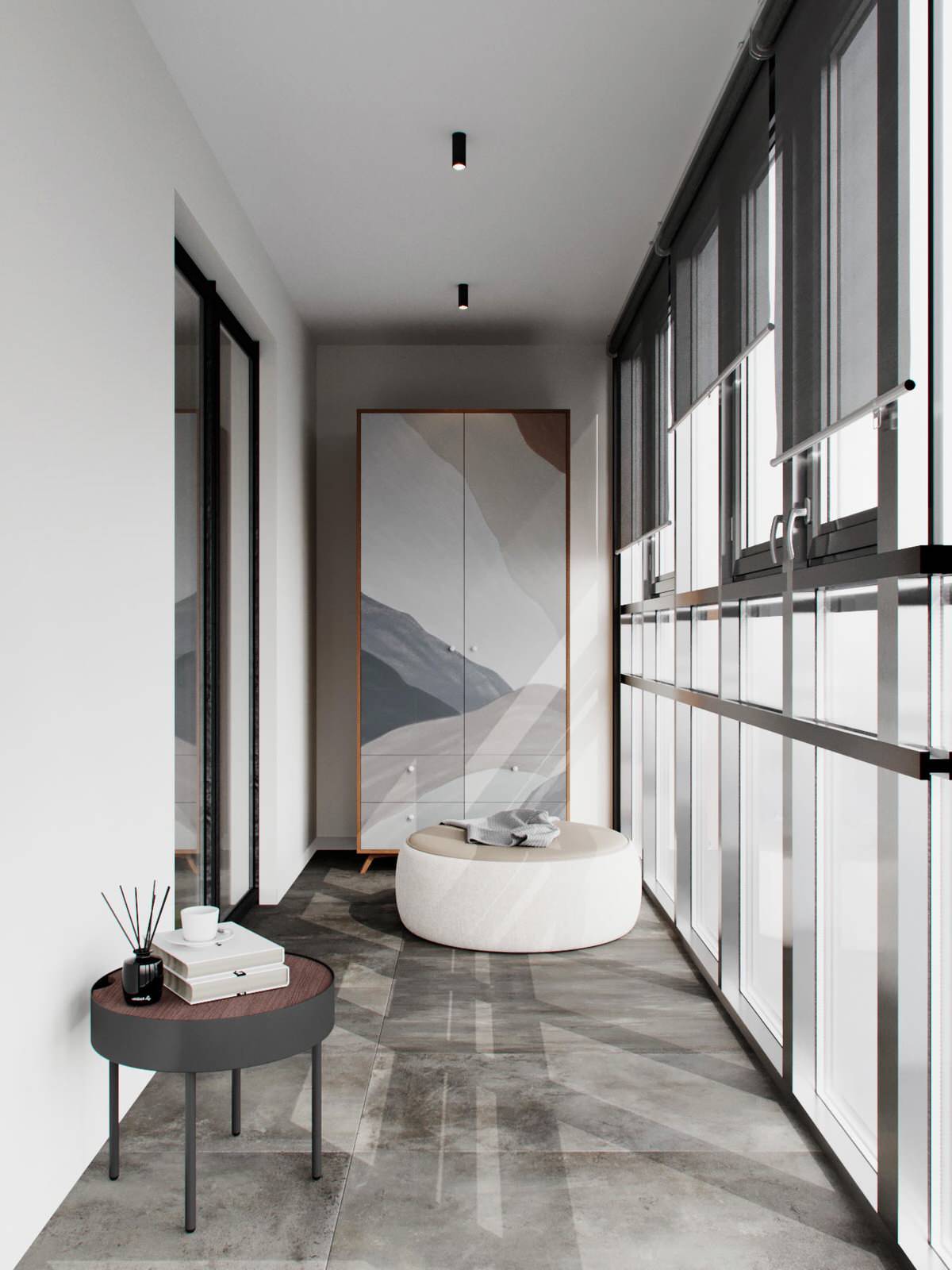 Cовременная квартира, дизайн интерьера в светло-темных тонах в ЖК "Георг Ландрин