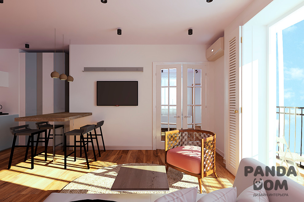 Светлая и разноцветная квартира для молодой девушки.