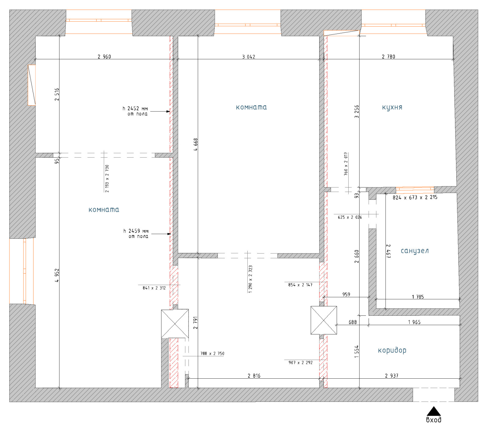 План квартиры до перепланировки