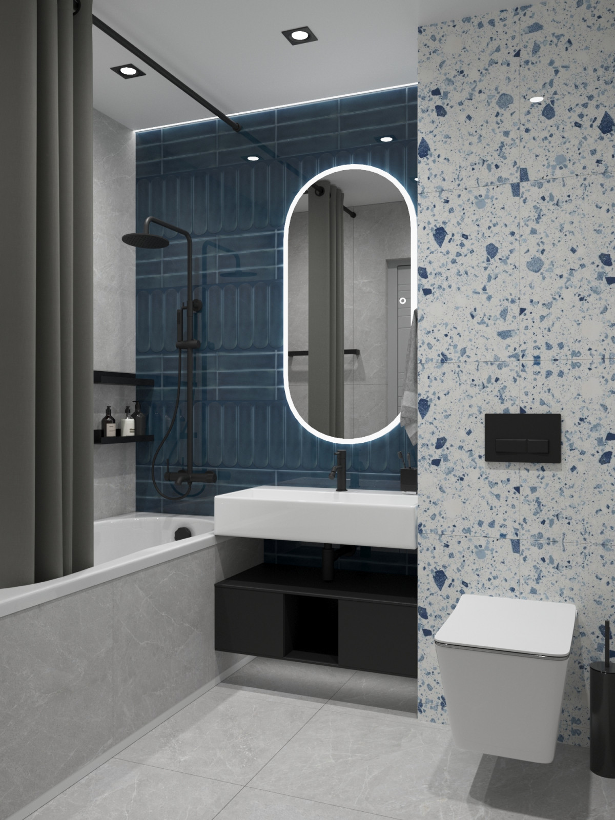 Квартира в современном стиле с синим акцентом