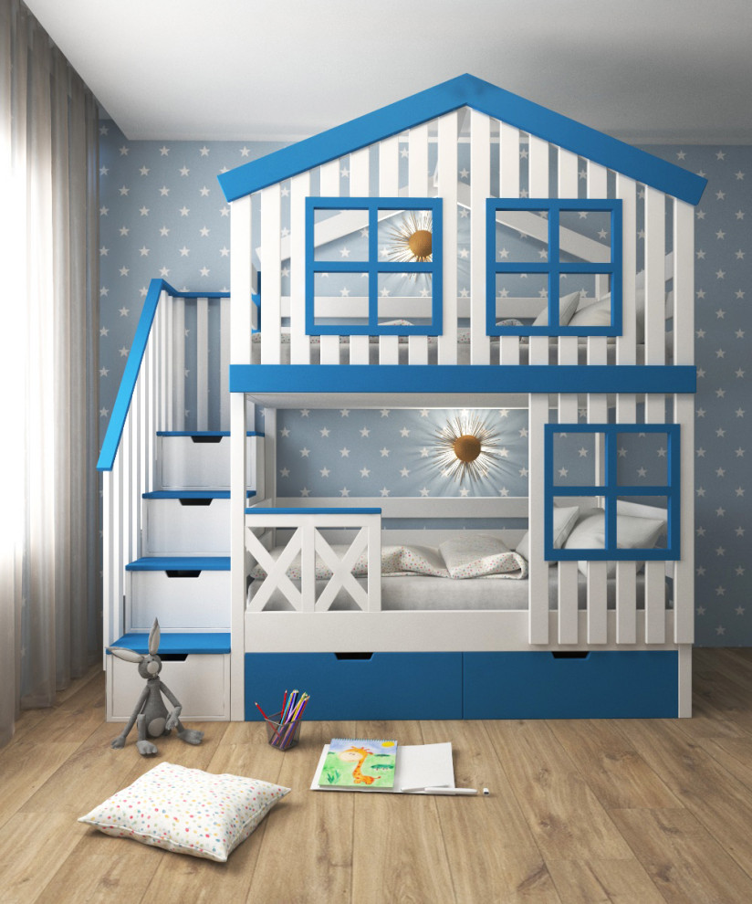 Кровать-домик в скандинавском стиле для детской спальни