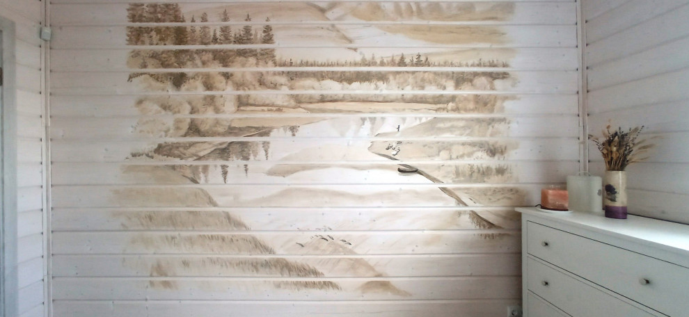 Роспись в интерьере "Горная река"