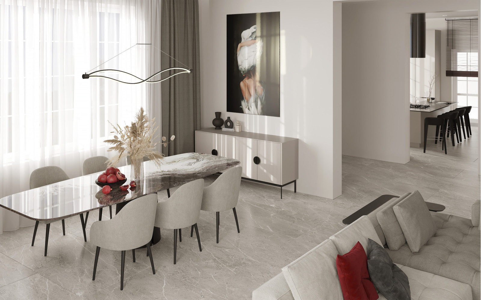 Проект гостиной в трехэтажном доме на улице Красная в городе Калининград