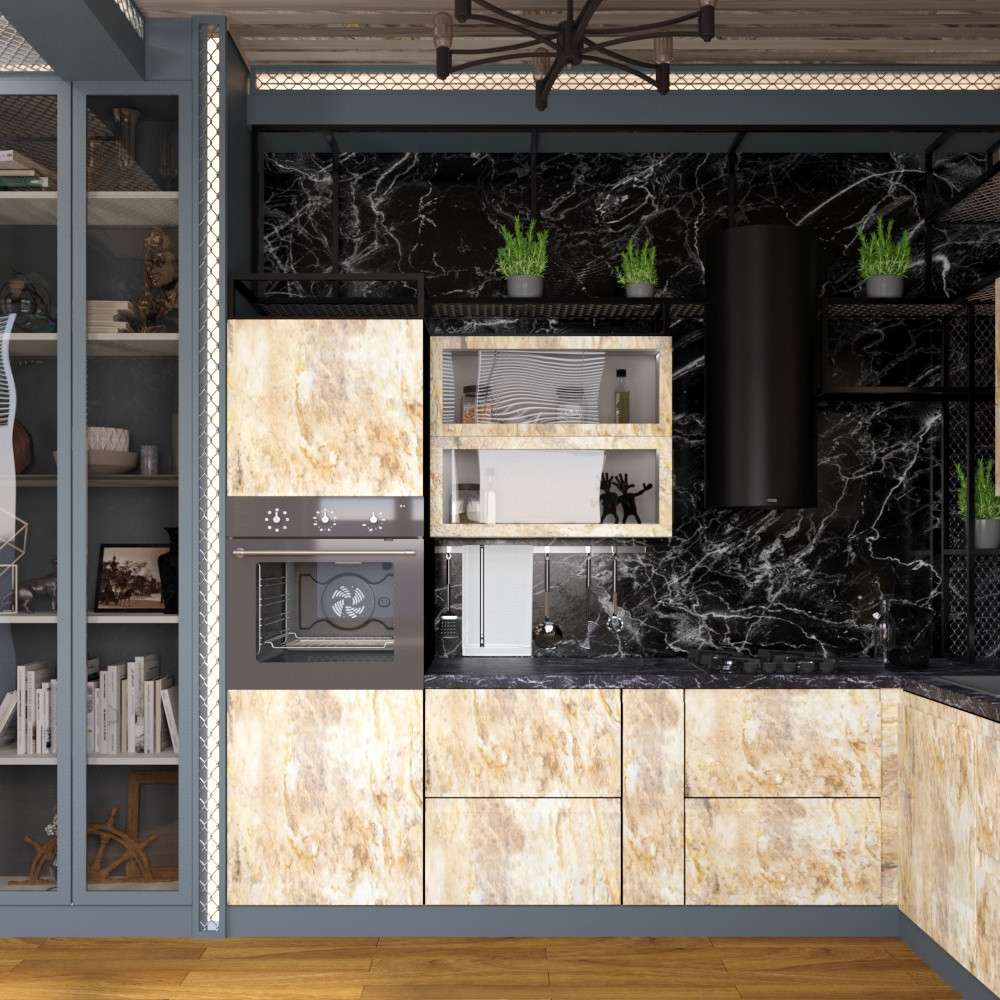 Обложка проекта: интерьер кухни с элементами лофта