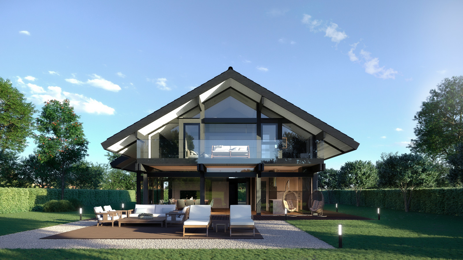 Дом с двускатной крышей по проекту Виктория 240м²