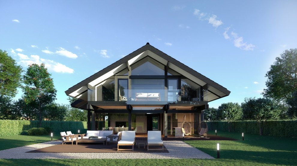 Дом с двускатной крышей по проекту Виктория 240м²