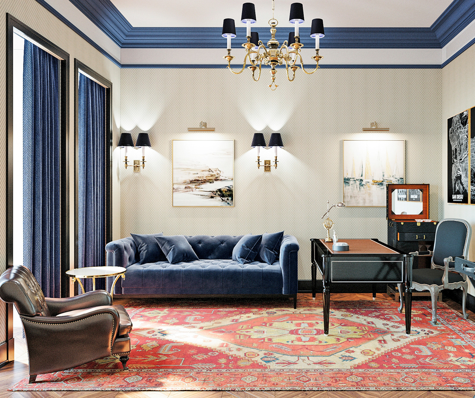 Респектабельный домашний кабинет - библиотека