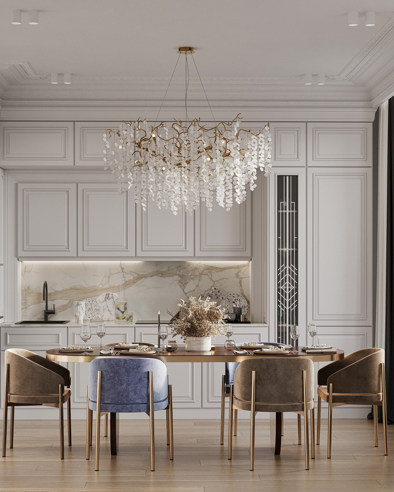 Стильный интерьер с элементами ар-деко в ЖК Петровский квартал на воде - 99 м2