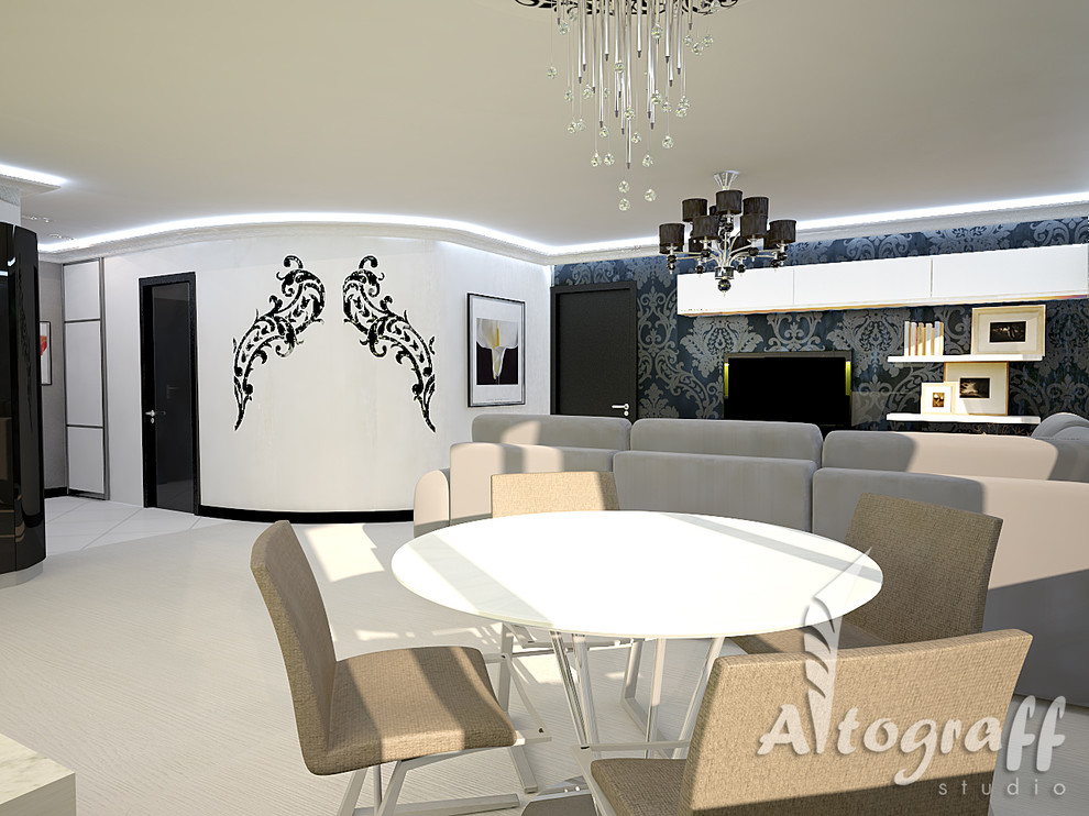 Черно-белая квартира для молодой семьи