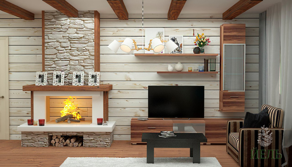 Обложка проекта: Гостиная совмещенная с кухней в скандинафском стиле