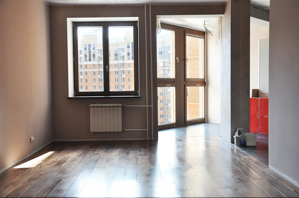 Остекление квартиры на Радиальной (дерево-алюминиевые окна)