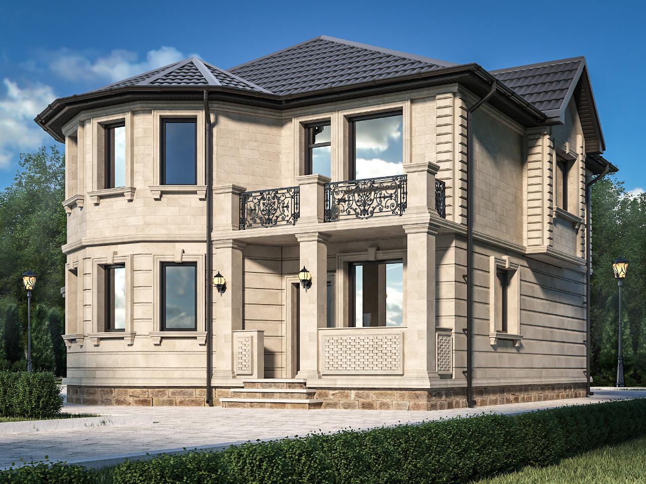 Фасад домовладения облицованный натуральным дагестанским камнем