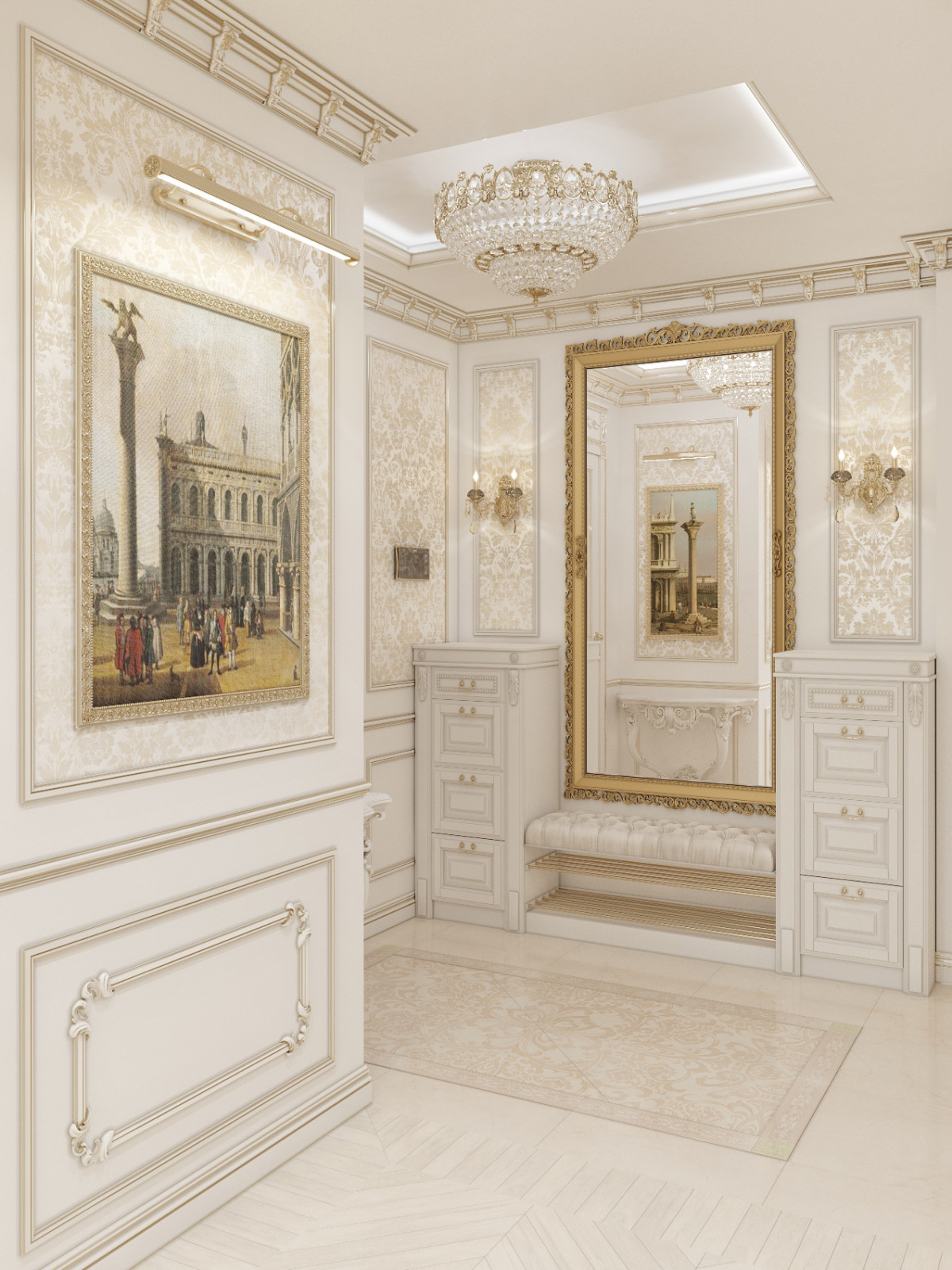 Проект "Дворянское гнездо", г. Новосибирск (блок кухни-гостиной)