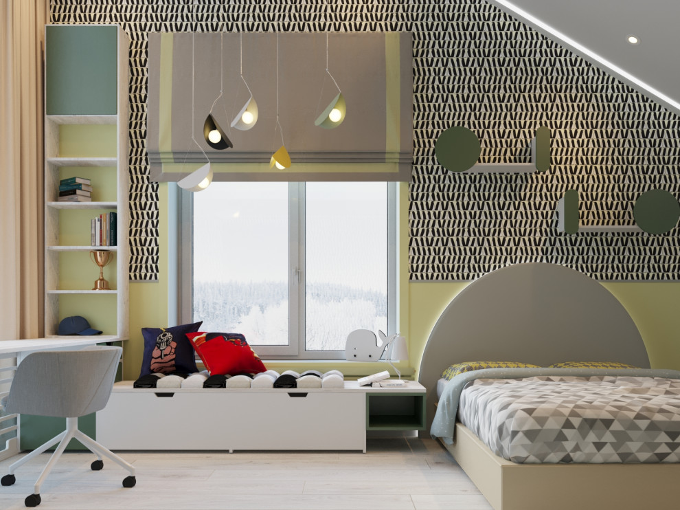 Интерьер дома, с мрамором и яркими акцентами