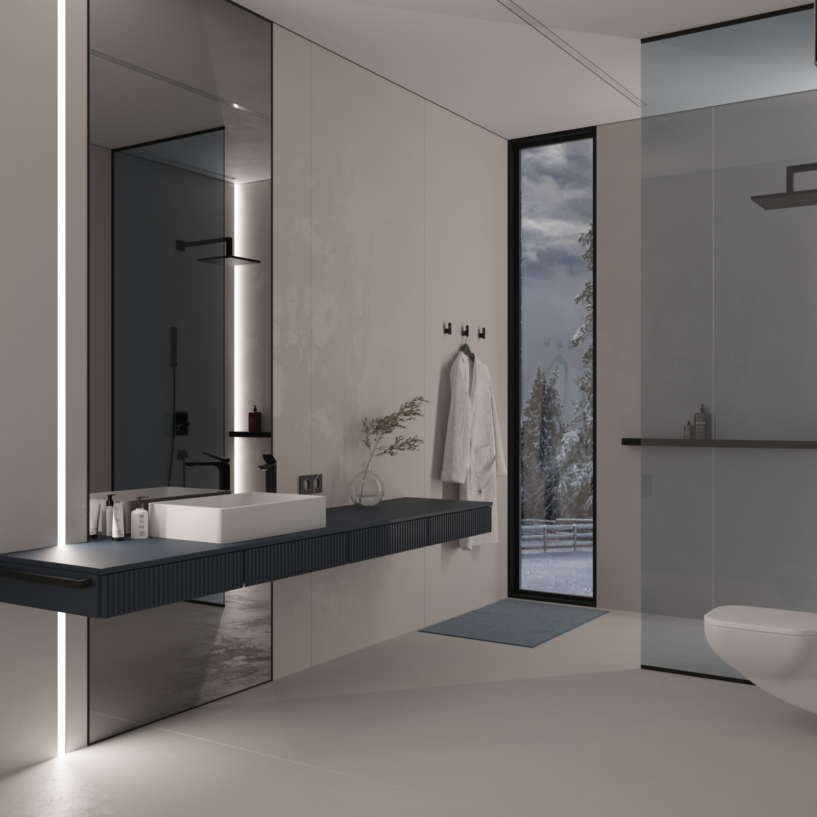 Современный, светлый санузел