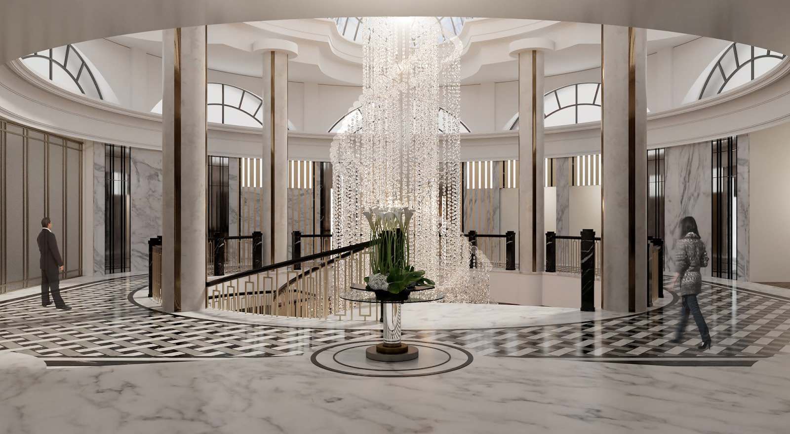 Visualizations of ground floor of Moscow Marriott Tverskaya Hotel