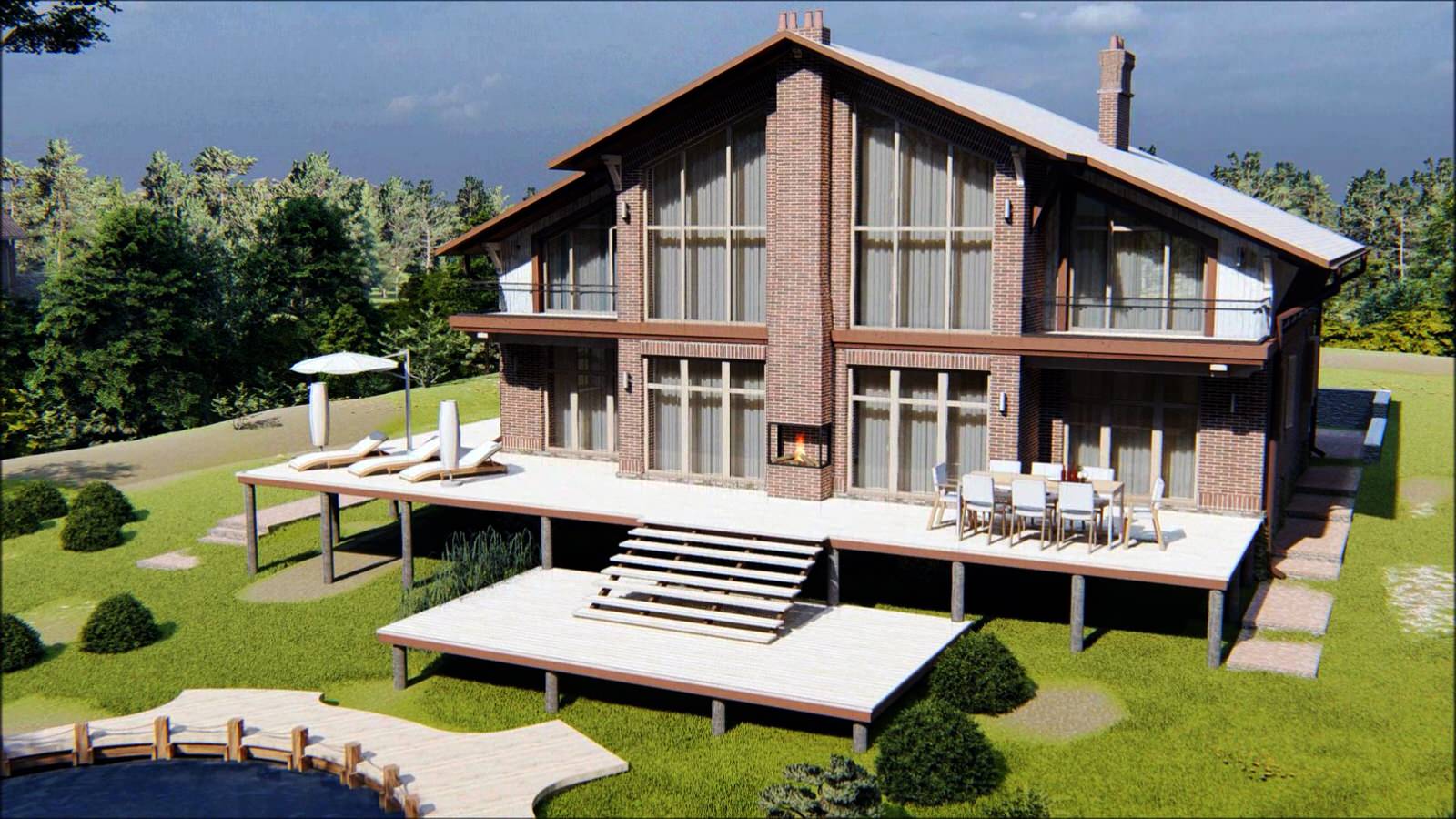 Проект двухэтажного дома в стиле "шале"