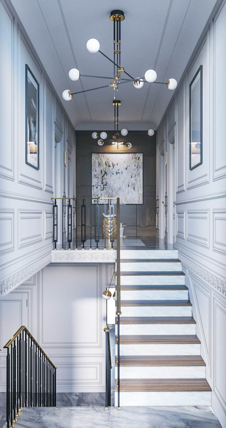 Дизайн коттеджа в неоклассическом стиле 260 кв.м. (2018 год)