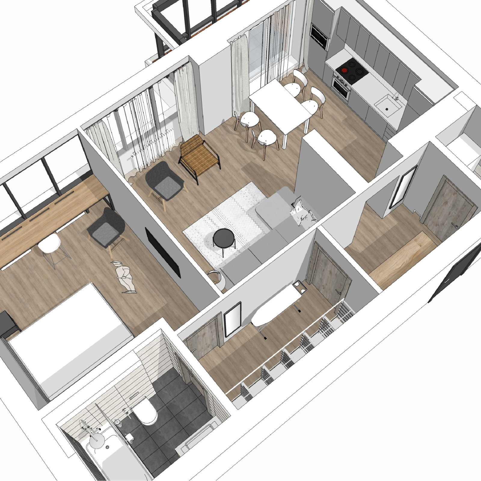 Современная классика Mid-Century Modern. Квартира в ЖК "Булгаков", Новосибирск