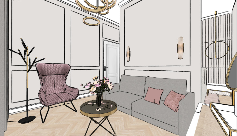 Скетчи квартиры в неоклассическом стиле