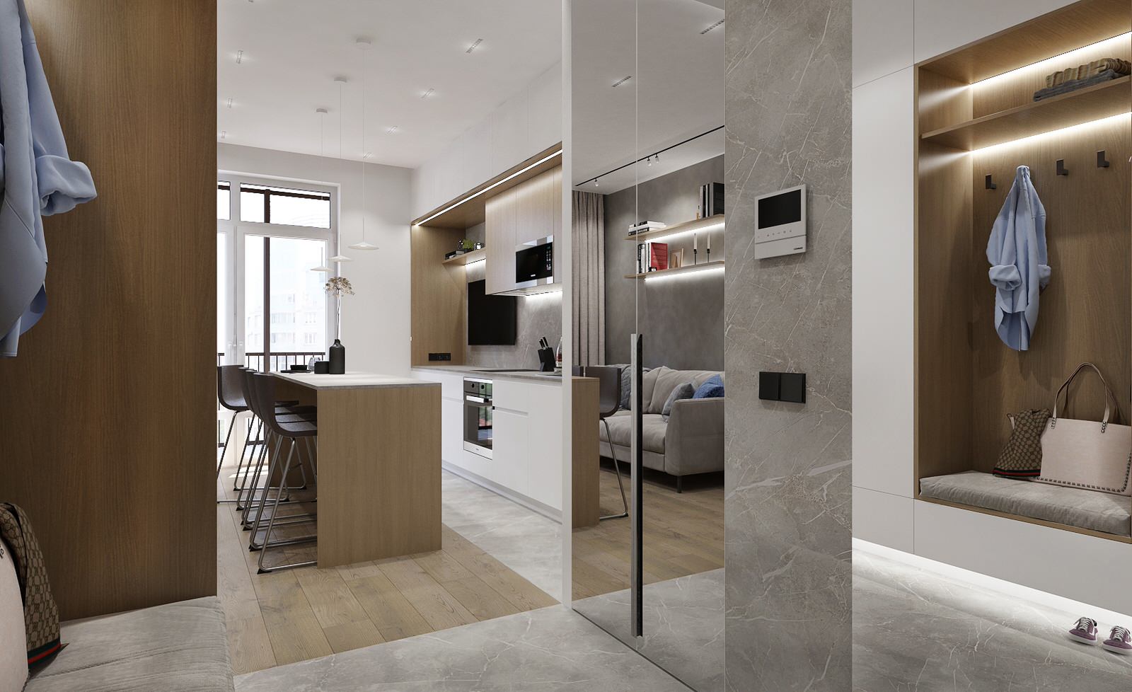 Квартира 50м2 в современном стиле для молодой семьи в ЖК "Ленинград"