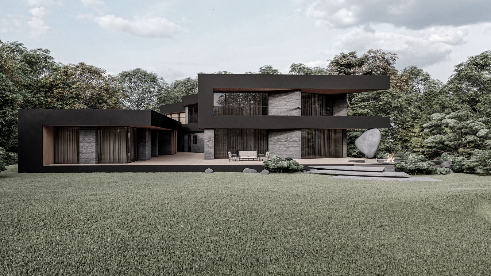 Архитектурный проект коттеджа со зданием SPA