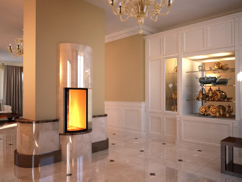 Загородный Дом - прихожая, гостиная. Проект.