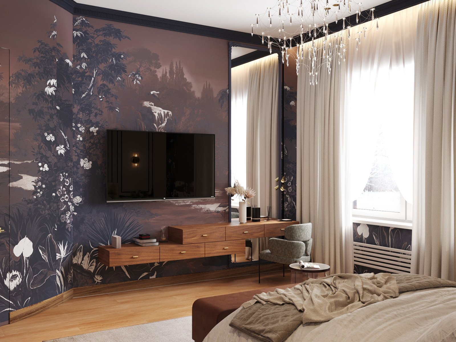 Спальня в загородном доме. Звенигород