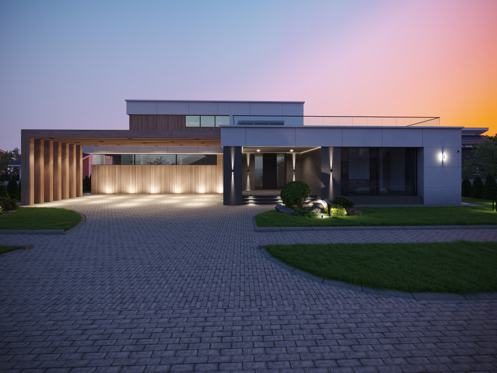 Обложка проекта: Двухэтажный дом с плоской кровлей