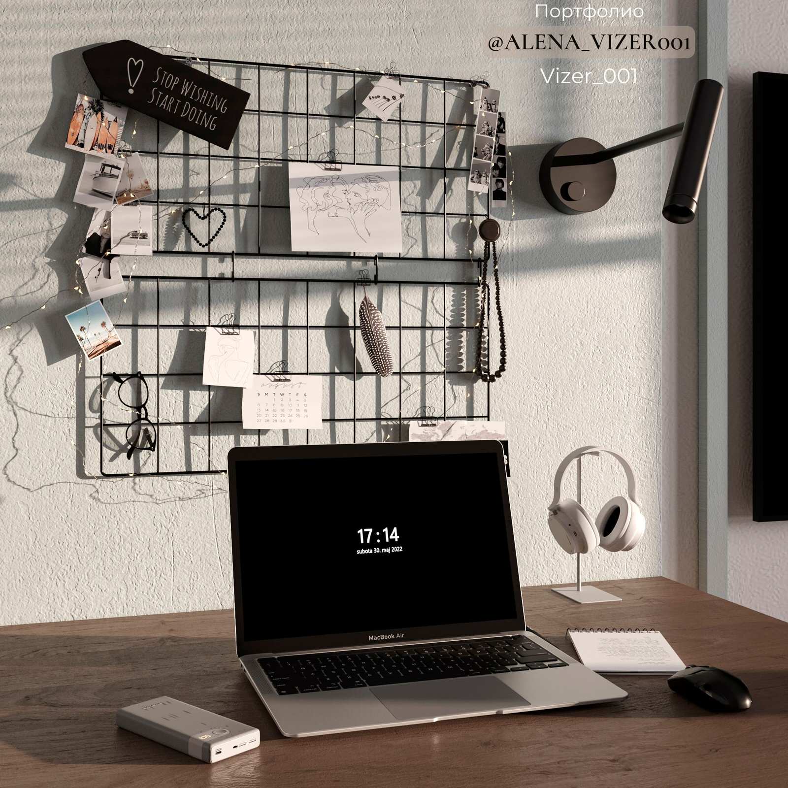 Визуализация кабинета для двоих