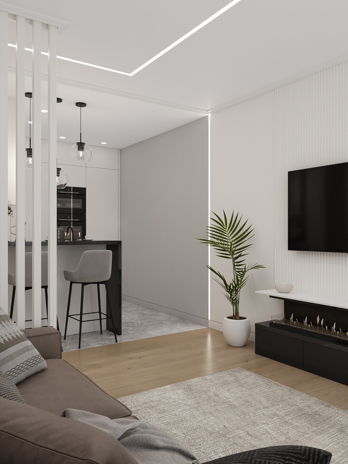 Интерьер квартиры-студии в ЖК Первый квартал