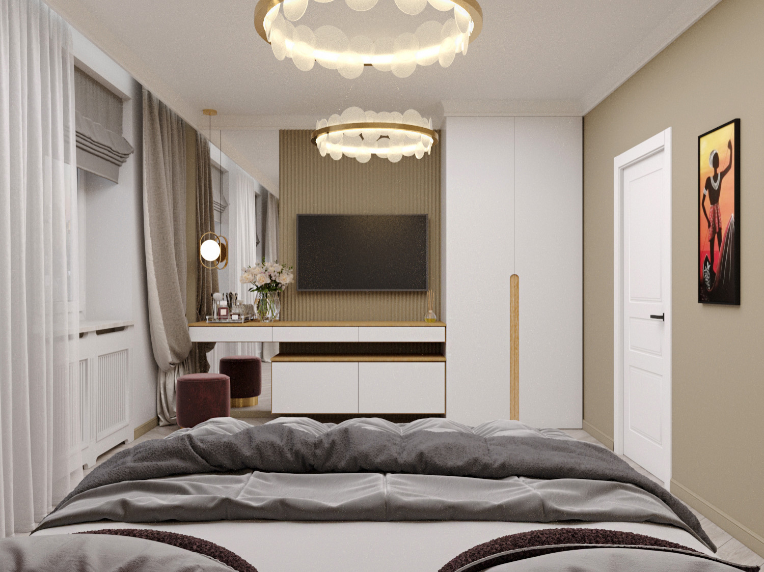 Дизайн спальни в квартире, 100м2 г. Тюмень, ул. Велижанская