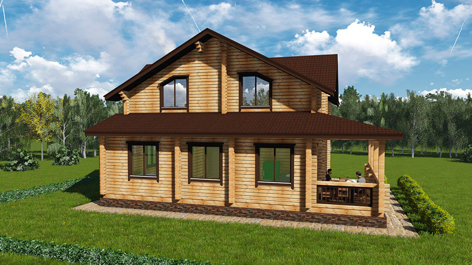 Проектирование. Двухэтажный жилой дом из бруса 170 кв.м.