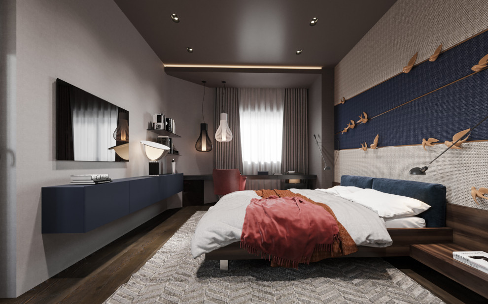 Спальня в современном стиле в колониальных тонах