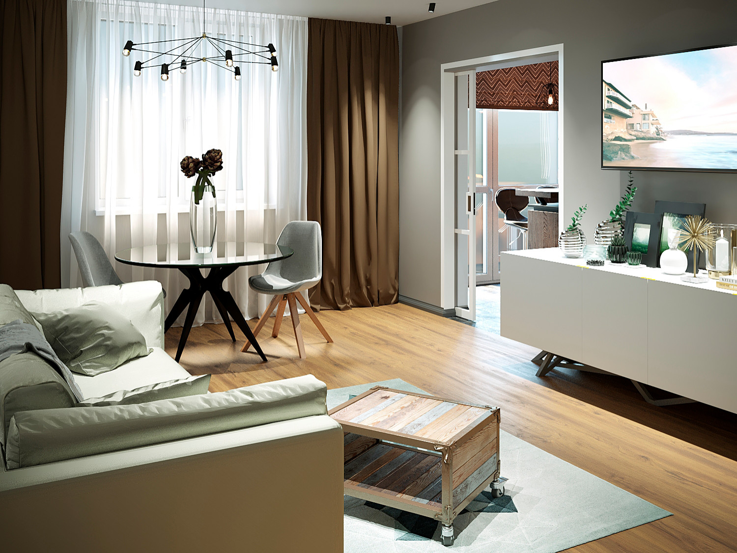 Визуализация кухни-гостиной