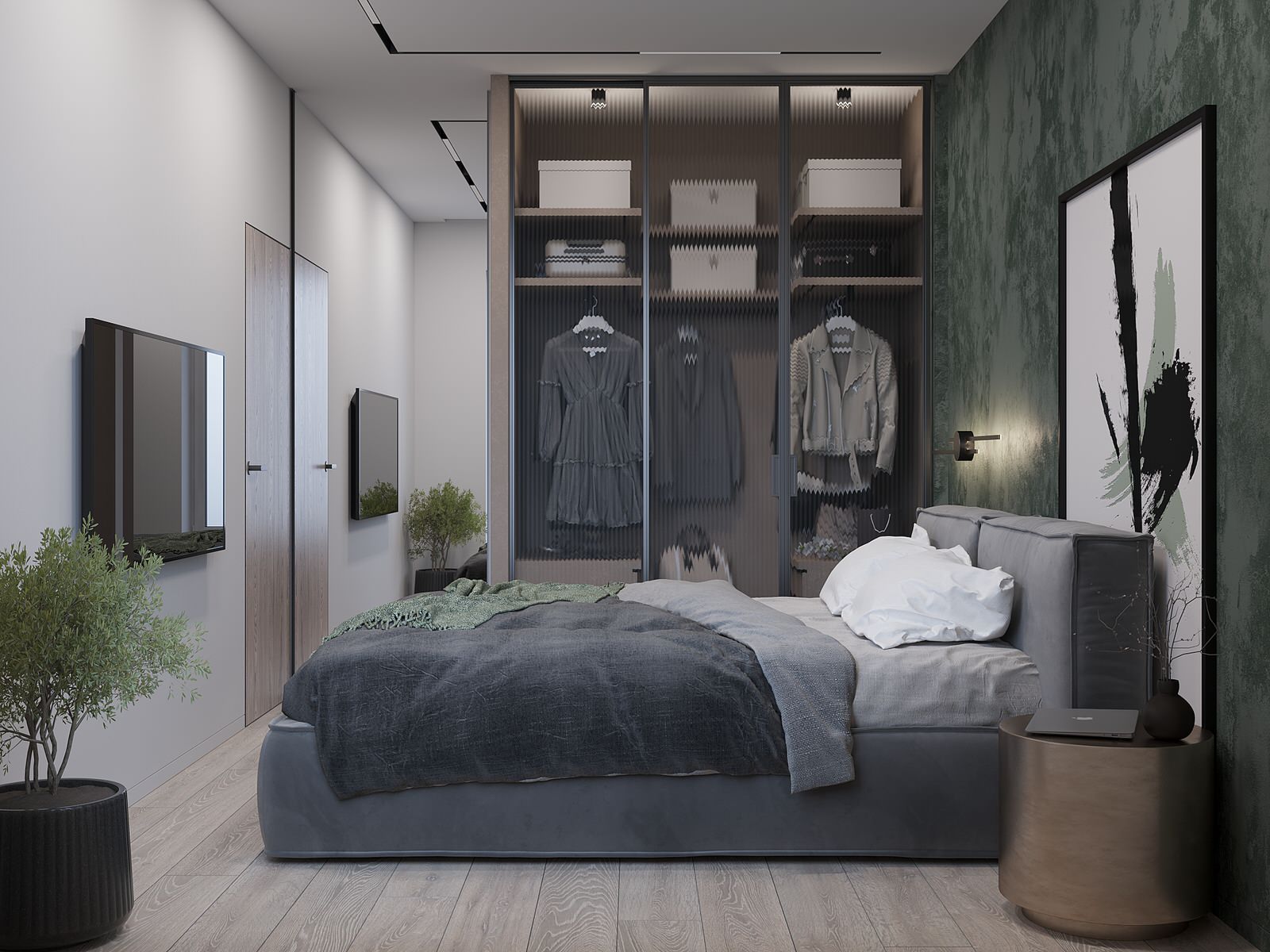 Проект спальни и ванной комнаты в ЖК "MYPRIORITY Basmanny"