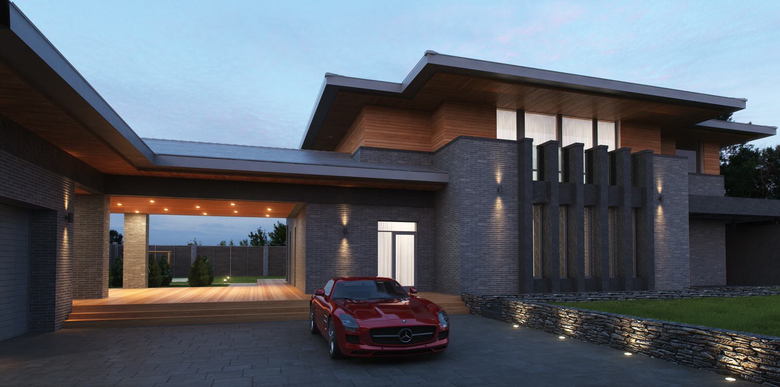 Обложка проекта: Загородный дом с гаражом и гостевым домом