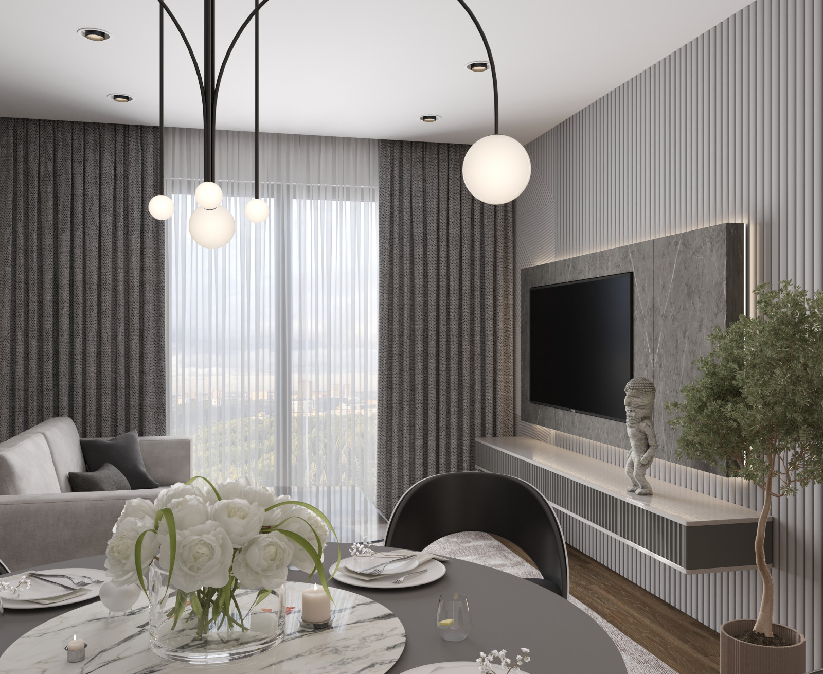 Обложка проекта: Кухня + Гостиная