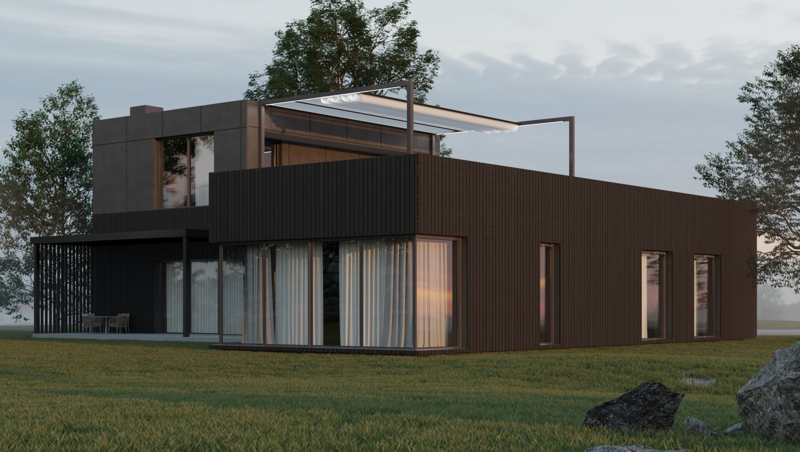 Обложка проекта: Современный до с плоской кровлей 20*30 м