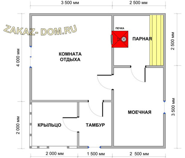 Баня из профилированного бруса (6х6 м) - Проект № Б-24