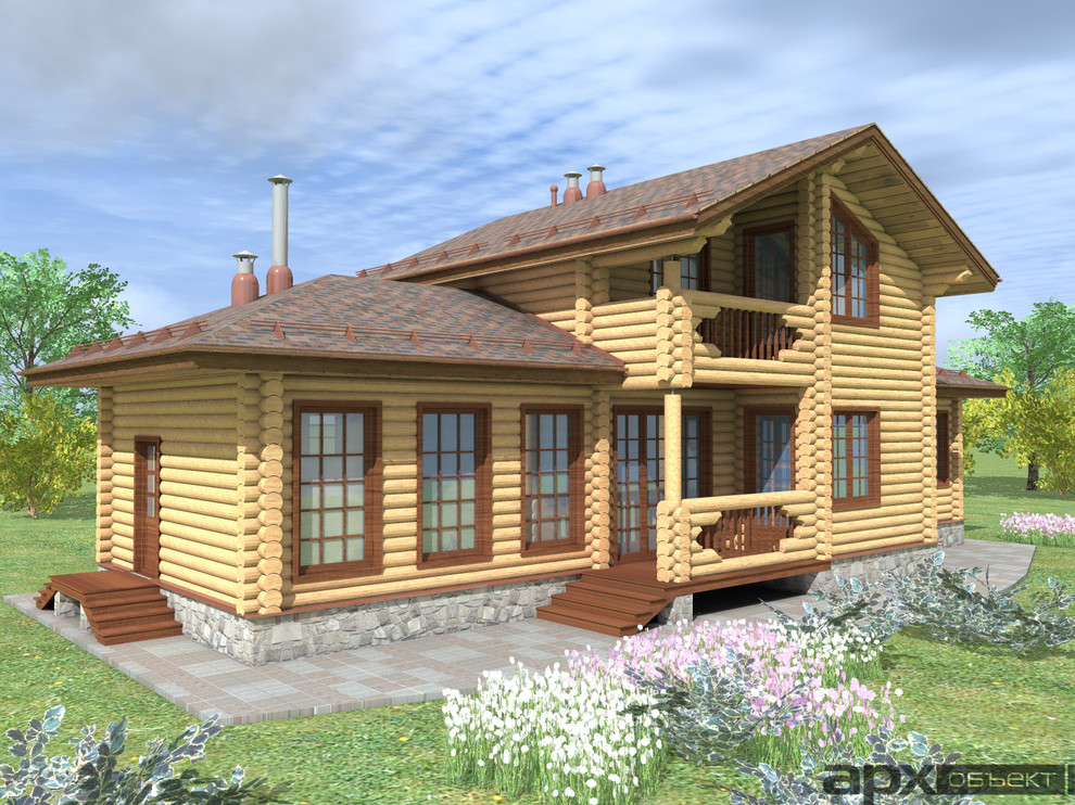 Обложка проекта: Деревянная баня с бассейном